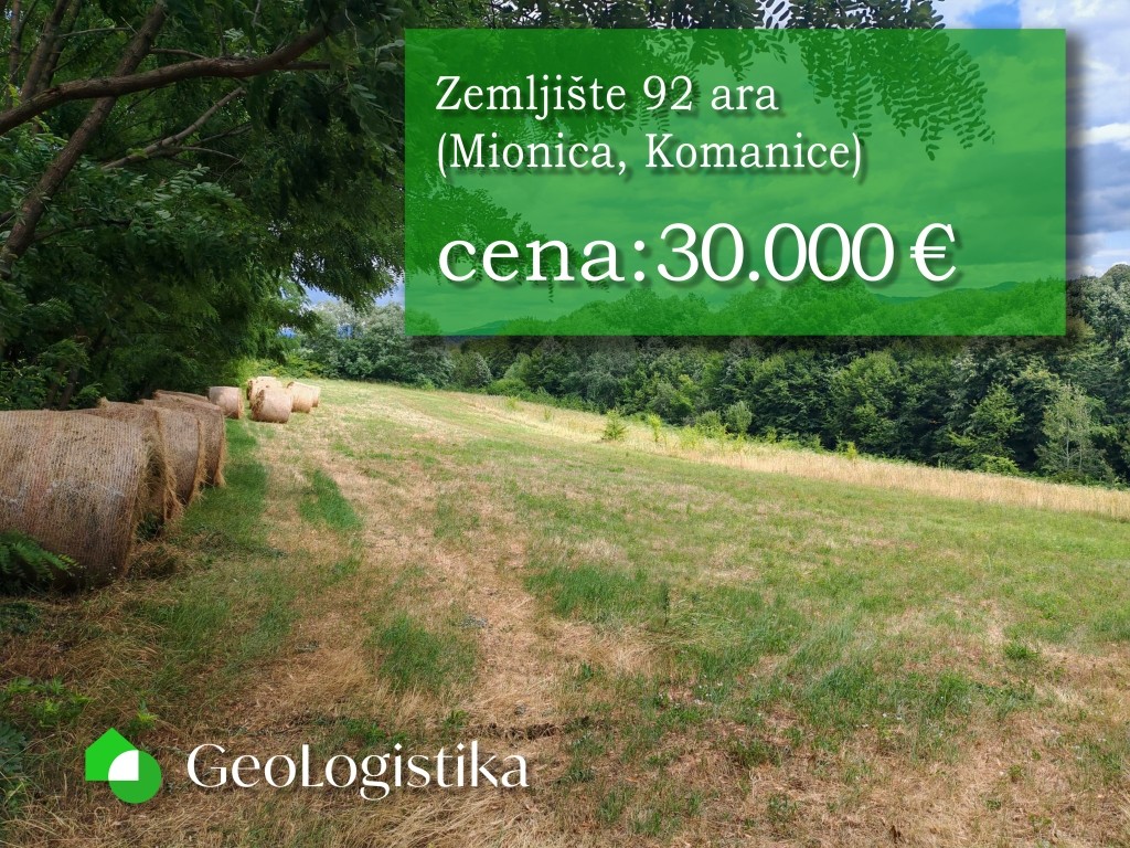 Zemljište površine 92 ara Komanice